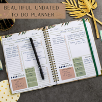 Fournitures de bureau non datées Checklist Bloc-notes Tâches quotidiennes Boost Productivité Journal Spiral Cuadernos to Do List Planner Notebook