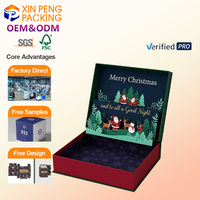 Boîte cadeau de Noël 2026 XP OEM style livre, fermeture magnétique, fenêtre, velours, dorure à chaud, emballage personnalisé souple, boîte en papier kraft