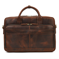 Sac de transport professionnel en cuir véritable pleine fleur pour homme, mallette pour ordinateur portable 14 pouces, idéal pour les trajets quotidiens