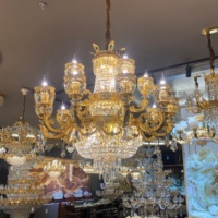 Vente d'usine en gros : Lustre en cristal de luxe doré pour salon, grand lustre de luxe pour hall d'hôtel