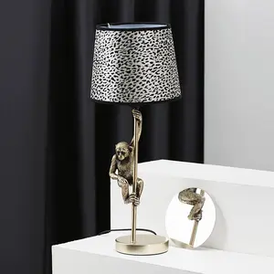 Lâmpada de mesa estampada de leopardo, estilo nórdico, para quarto, macaco, decoração, animal, resina, para hotel