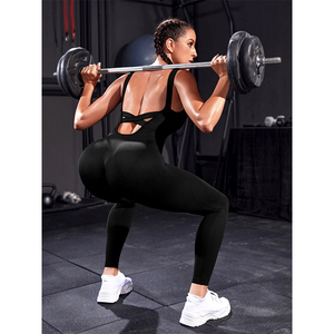 Nueva llegada mujeres Sexy Crossover belleza espalda Onesie deportes Activewear traje de una pieza piel amigable secado rápido Yoga monos - Product Image 4