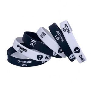 Religious Belief Cross Pattern Bible Inspirational Silicone Wristband Holiday Party Rubber <b>Bracelet</b> - Product Image 5