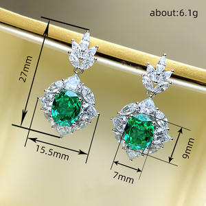 Pendientes de Diamantes y Esmeraldas de Oro Blanco de Lujo, Corte Ovalado, Color D, Naturales, Certificados por GIA, Joyería para Mujer para Bodas - Product Image 5