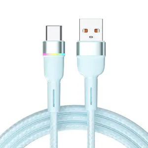 wholesale fast charge cable Intelligent Colorful Light Mobile Phone power Cable Fast Charging type c port Data Cable