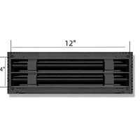 Diffuseur linéaire à fentes 12x4 po, grille de ventilation décorative noire en aluminium pour plafond, murs et sols