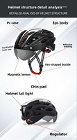 Casque de vélo de route et de montagne en matériau PC approuvé CE, avec lunettes intégrées, résistant aux chocs légers, casque de sécurité pour le cyclisme pour adultes