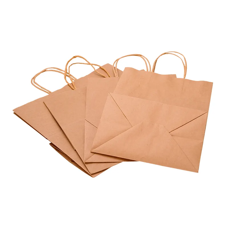 Sac d'emballage en papier Kraft marron de qualité alimentaire, emballage de rangement pour les cadeaux et le Shopping, 50 unités