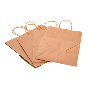 Food Grade Brown Kraft Paper Eco Friendly Packing <strong>Bags</strong> with Handle for Takeout Gift Shopping - Product Image 2