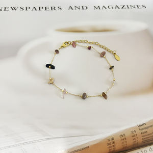 8 रंग प्राकृतिक पत्थर क्रिस्टल गोल्डन प्लेटेड फैशन वाटरप्रूफ महिला - Product Image 4