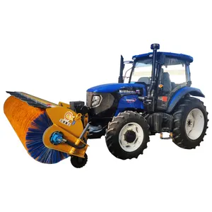 Farm tractor fitted with snow plough 3 meters brush snow clearing machine equipment