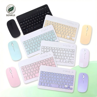 Combo de Teclado y Ratón Inalámbrico RGB Retroiluminado Portátil y Económico, Teclado Delgado Color Macaron USB para Computadora