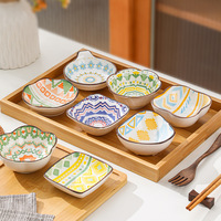 Vaisselle en céramique bohème à couleur sous-glaçure, vente en gros transfrontalière, bols, assiettes, plats à collation et plats à sauce pour cuisine