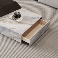 Table basse décorative multifonctionnelle de style nordique italien minimaliste moderne avec plateau en marbre et tiroir