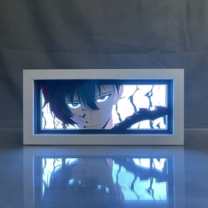 Lampe de nuit LED en bois avec cadre découpé au laser sur mesure, boîte à lumière anime en papier pour décoration de chambre, lampe de table animée - Product Image 1