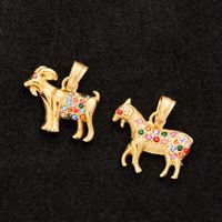 Colgante de Acero Inoxidable con Zirconia de Colores, Diseño de Cabra del Zodíaco, Bonito Amuleto DIY para Collar, Accesorio de Joyería Versátil y de Moda para Mujer