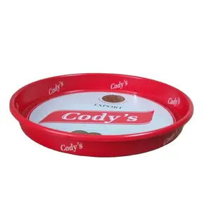 China Manufacturer Custom Food Beer Rolling Tin Trays Round Bar Serving Metal Tray