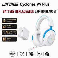 JINMS Cyclones V9 Plus Headset Gaming Baterai Dapat Diganti Baterai 1500mAh Driver 53mm Headset 4 Mode Nirkabel