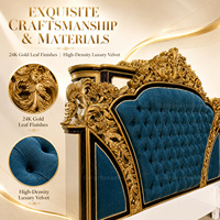 Luxuriöses Blau-Goldenes Schlafzimmer-Set im Europäischen Barock-Stil Handgeschnitztes Massivholz-Hauptschlafzimmer-Set