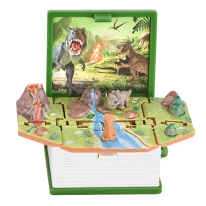 有趣的迷你3d折叠弹出场景恐龙钥匙链儿童图书玩具