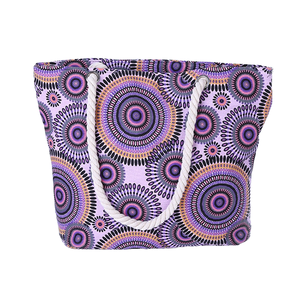 Bolsa de Mano Casual de Lona para Mujer con Logotipo Personalizado, Patrón Geométrico, Cierre de Cremallera, Correa de Cadena, Dos Correas para Viaje y Playa - Product Image 1