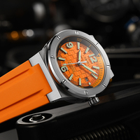 Montre mécanique automatique de luxe pour homme, avec logo personnalisé, bracelet en caoutchouc résistant à l'eau, verre 42 mm