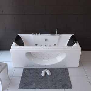 Baignoire de massage moderne noire avec jets à bulles d'air et cascade, panneau de commande intelligent, Jacuzzi pour spa à domicile pour 1 personne - Product Image 6