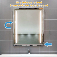 Miroir de salle de bain mural LED Highzway avec capteur tactile, variateur d'intensité, anti-buée, 3000K-6000K, cadre en acier, IP44, écologique