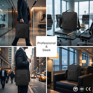 Sac bandoulière vintage unisexe professionnel personnalisé en nylon noir – Sac messager imperméable multi-poches avec détail lettre - Product Image 3