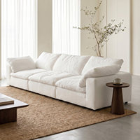 Halbrundes Ecksofa im umweltfreundlichen französischen Creme-Stil, vakuumkomprimierter Stoff, chinesisches geradliniges Design für Villen