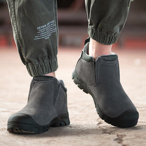 Chaussures de sécurité pour hommes de qualité supérieure, à tige haute, deux couleurs, en cuir microfibre, mode décontractée, antidérapantes, bottes de travail - Product Image 4