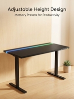 Bureau de jeu AOR moderne extensible à double moteur, avec fonction de levage automatique RGB, interrupteur intégré, circuit dissimulé, en métal