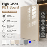 Fabricant de panneaux MDF PET haute brillance 18 mm anti-traces de doigts pour armoires et meubles de salle de bain