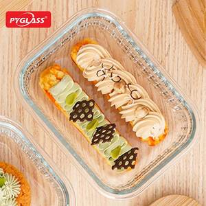 Boîte à bento en verre Pyglass avec couvercle - Contenant alimentaire rectangulaire en verre borosilicate de haute qualité avec couvercle en bois - Product Image 5