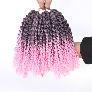 Vente en gros de cheveux synthétiques bouclés courts Marly Bob Ombre Bourgogne pour tresses au crochet, en fibre haute température, pour femmes noires - Product Image 6