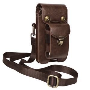 Pochette multifonctionnelle double couche pour téléphone, sac banane à fixer à la ceinture, sac bandoulière vertical, étui, écouteurs - Product Image 2