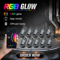 Kit d'éclairage LED RGB 12V 3W pour voiture, éclairage de fond de caisse et de jantes, 4/6/8/10/12/14 modules, contrôle par application, IP68, pour camion, VTT, UTV, SUV