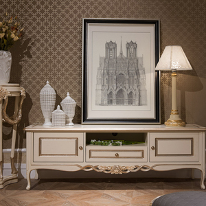 Francés elegante sala de estar hogar pintado a mano blanco muebles altos madera tallada pasillo <span class=keywords><strong>consola</strong></span> Mesa - Product Image 3