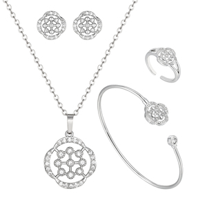 <span class=keywords><strong>Set</strong></span> di Gioielli di Lusso Stile Dubai Medio Oriente Placcato Oro 24K con Zirconi, <span class=keywords><strong>Set</strong></span> Geometrico di Orecchini, Collana e Anello per Donna - Product Image 6