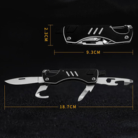 Couteau de poche noir 11 en 1, acier inoxydable industriel OEM, facile à transporter, multi-outils de camping en plein air, lame, ouvre-bouteille, tournevis