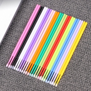 Outils jetables pour extensions de cils en gros avec brosses en microfibre violettes, vertes et bleues, emballage carré en plastique à marque privée - Product Image 4