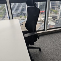 Chaise de bureau de direction ergonomique moderne avec appui-tête réglable, accoudoirs en tissu, mécanisme de basculement à verrouillage à 3 vérins à gaz, en fer