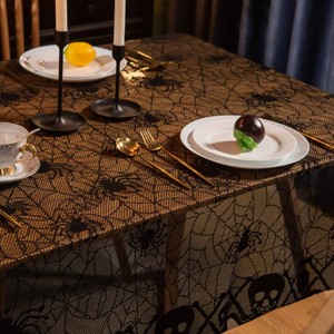 Halloween <b>Tablecloth</b> 137x182 Cm Spider Web Skull Design Polyester <b>Rectangle</b> Novelty Table Decoration - Product Image 2
