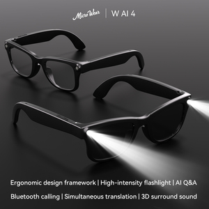 Lunettes audio intelligentes W‑Ai4, son surround 3D à oreille ouverte, appels mains libres, charge sans fil sécurisée, lentilles remplaçables - Product Image 6