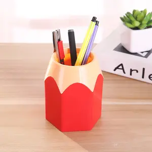 Plastic Potlood Vorm Desktop Schattige Kinderen Bureau Accessoires Organizer Stand Container Potlood Pennenhouder