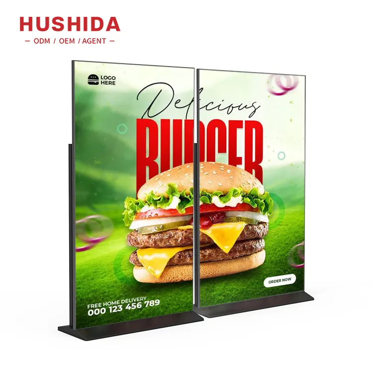 HUSHIDA 55 75 8598インチストリートディスプレイ大画面屋内広告LEDディスプレイデジタルサイネージメニューボード