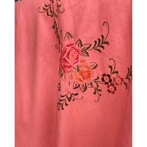 Mantel de Algodón Ecológico para Bodas con Bordado Rosa, Servilletas Teñidas de Coral con Patrón Cuadrado para Hoteles y Restaurantes - Product Image 1