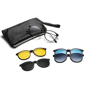 Nuevas Gafas de Sol Polarizadas con Marco Redondo Magnético, Lentes Negras TR Metálicas, Protección UV400, Unisex, Juego de Cuatro Lentes - Product Image 1