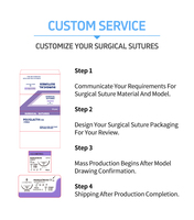 Faible MOQ, en stock, marqué CE, stérile, Vicryl résorbable 75cm 2/0 3/0 4/0 1 2, suture chirurgicale vétérinaire