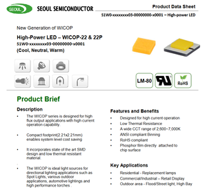 Chip LED SMD de Alta Potencia SEOULs de Buena Calidad SZ8-Y22-W0-C7-P, Blanco Frío 5000K 5700K 6500K, 6.5W 3.5x3.5mm, Garantía de 3 Años - Product Image 2